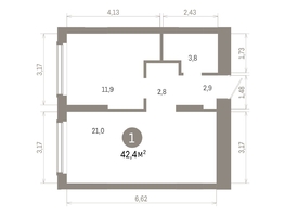 Продается 1-комнатная квартира ЖК Кварталы Драверта, дом 6, 42.42  м&sup2;, 9020000 рублей