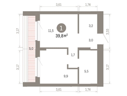 Продается 1-комнатная квартира ЖК Кварталы Драверта, дом 6, 39.79  м&sup2;, 9040000 рублей