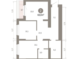 Продается 2-комнатная квартира ЖК Кварталы Драверта, дом 6, 63.57  м&sup2;, 11410000 рублей