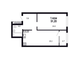 Продается 1-комнатная квартира ЖК ПАРК-квартал «Королёв», дом 6, 51.2  м&sup2;, 6656000 рублей