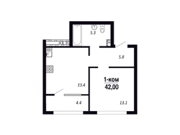 Продается 1-комнатная квартира ЖК ПАРК-квартал «Королёв», дом 6, 42  м&sup2;, 5880000 рублей