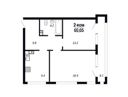 Продается 2-комнатная квартира ЖК ПАРК-квартал «Королёв», дом 6, 60.05  м&sup2;, 8407000 рублей