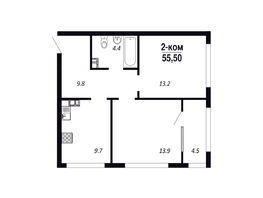 Продается 2-комнатная квартира ЖК ПАРК-квартал «Королёв», дом 6, 55.5  м&sup2;, 7770000 рублей