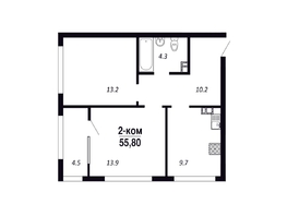 Продается 2-комнатная квартира ЖК ПАРК-квартал «Королёв», дом 6, 55.8  м&sup2;, 7812000 рублей
