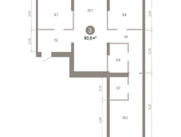 Продается 3-комнатная квартира ЖК Кварталы Драверта, дом 3, 80.81  м&sup2;, 12620000 рублей