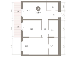 Продается 2-комнатная квартира ЖК Кварталы Драверта, дом 4, 72.88  м&sup2;, 11870000 рублей