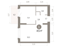 Продается 1-комнатная квартира ЖК Кварталы Драверта, дом 4, 37.11  м&sup2;, 7890000 рублей