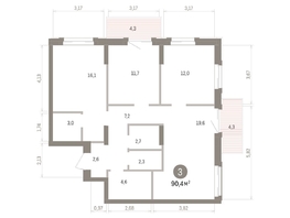 Продается 3-комнатная квартира ЖК Кварталы Драверта, дом 4, 90.37  м&sup2;, 14600000 рублей