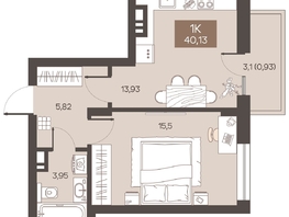 Продается 1-комнатная квартира ЖК Заря, дом 1.3, 40.13  м&sup2;, 6020000 рублей