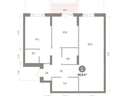 Продается 2-комнатная квартира ЖК Кварталы Драверта, дом 4, 86.94  м&sup2;, 13000000 рублей