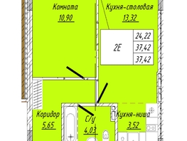 Продается 1-комнатная квартира  Дом на 2-й Дачной, 37.42  м&sup2;, 7858200 рублей