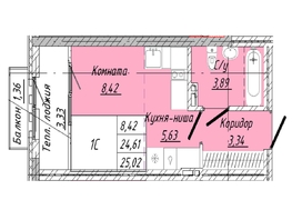 Продается 1-комнатная квартира  Дом на 2-й Дачной, 25.02  м&sup2;, 5913338 рублей