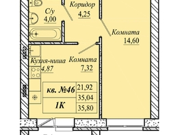 Продается 1-комнатная квартира ЖК Семиреченская, дом 3, 35.8  м&sup2;, 4117000 рублей