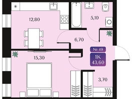 Продается 1-комнатная квартира ЖК Северное Сияние Премиум, 43.6  м&sup2;, 8800000 рублей