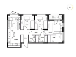Продается 3-комнатная квартира ЖК Северное Сияние Бизнес, 85.73  м&sup2;, 15930000 рублей