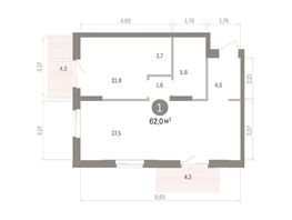 Продается 1-комнатная квартира ЖК Кварталы Драверта, дом 4, 61.99  м&sup2;, 10290000 рублей