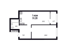 Продается 1-комнатная квартира ЖК ПАРК-квартал «Королёв», дом 1, 51.2  м&sup2;, 8192000 рублей