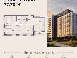 Продается 3-комнатная квартира ЖК Клубный дом на Пушкина, 77.76  м&sup2;, 16101000 рублей
