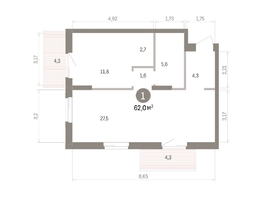 Продается 1-комнатная квартира ЖК Кварталы Драверта, дом 4, 61.99  м&sup2;, 10870000 рублей