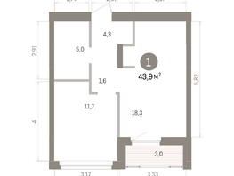 Продается 1-комнатная квартира ЖК Кварталы Драверта, дом 5, 43.89  м&sup2;, 8050000 рублей