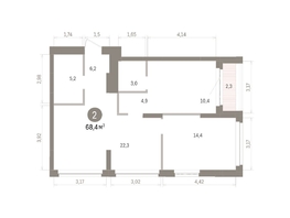 Продается 2-комнатная квартира ЖК Кварталы Драверта, дом 5, 68.44  м&sup2;, 11970000 рублей