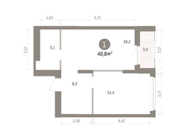 Продается 1-комнатная квартира ЖК Кварталы Драверта, дом 5, 48.83  м&sup2;, 9310000 рублей
