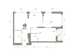 Продается 2-комнатная квартира ЖК Кварталы Драверта, дом 5, 69.13  м&sup2;, 12000000 рублей