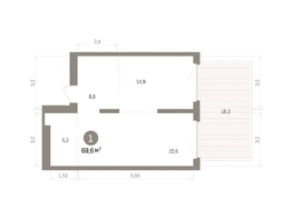 Продается 1-комнатная квартира ЖК Кварталы Драверта, дом 5, 69.59  м&sup2;, 10260000 рублей