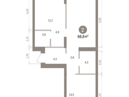 Продается 2-комнатная квартира ЖК Кварталы Драверта, дом 4, 68.84  м&sup2;, 12850000 рублей