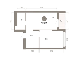 Продается 1-комнатная квартира ЖК Кварталы Драверта, дом 5, 48.83  м&sup2;, 9490000 рублей
