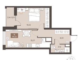 Продается 1-комнатная квартира ЖК Заря, дом 2.1, 44.12  м&sup2;, 6750000 рублей