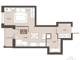 Продается 1-комнатная квартира ЖК Заря, дом 2.1, 41.15  м&sup2;, 6790000 рублей
