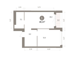 Продается 1-комнатная квартира ЖК Кварталы Драверта, дом 5, 48.14  м&sup2;, 9150000 рублей
