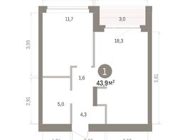 Продается 1-комнатная квартира ЖК Кварталы Драверта, дом 5, 43.88  м&sup2;, 7900000 рублей