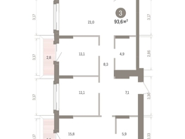 Продается 3-комнатная квартира ЖК Кварталы Драверта, дом 4, 93.6  м&sup2;, 14220000 рублей