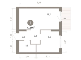 Продается 1-комнатная квартира ЖК Кварталы Драверта, дом 4, 41.91  м&sup2;, 8110000 рублей