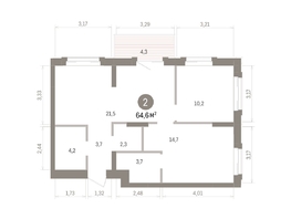 Продается 2-комнатная квартира ЖК Кварталы Драверта, дом 4, 64.55  м&sup2;, 12050000 рублей