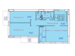 Продается 3-комнатная квартира ЖК Ленина, дом 116, блок-секция 1, 84.89  м², 8658780 рублей