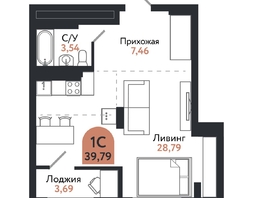 Продается 1-комнатная квартира ЖК Квартал 1604, дом 1, 39.79  м², 6839000 рублей