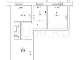 Продается 3-комнатная квартира Светлый пер, 70.7  м², 6000000 рублей