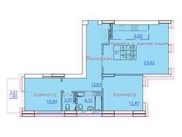 Продается 3-комнатная квартира ЖК Ленина, дом 116, блок-секция 2, 74.08 м², 7150000 рублей