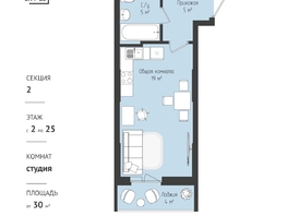 Продается 1-комнатная квартира ЖК RETROcity 2.0, 30.78 м², 4200000 рублей