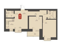 Продается 3-комнатная квартира ЖК Косарева, дом 6, 51.75 м², 11012400 рублей