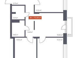 Продается 3-комнатная квартира ЖК Ломоносов, 72  м&sup2;, 12816000 рублей