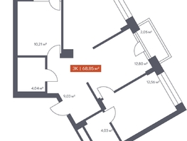 Продается 3-комнатная квартира ЖК Ломоносов, 68.85  м&sup2;, 11773350 рублей