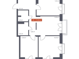 Продается 3-комнатная квартира ЖК Ломоносов, 73.56  м², 13487364 рублей