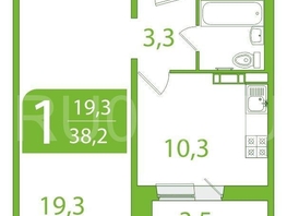 Продается 1-комнатная квартира Пришвина пер, 38.2  м&sup2;, 5850000 рублей