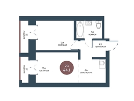 Продается 2-комнатная квартира ЖК Белозерский, корпус 4, 44  м&sup2;, 9177100 рублей