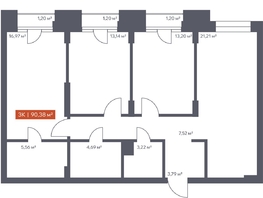 Продается 3-комнатная квартира ЖК Ломоносов, 90.38  м&sup2;, 15201916 рублей