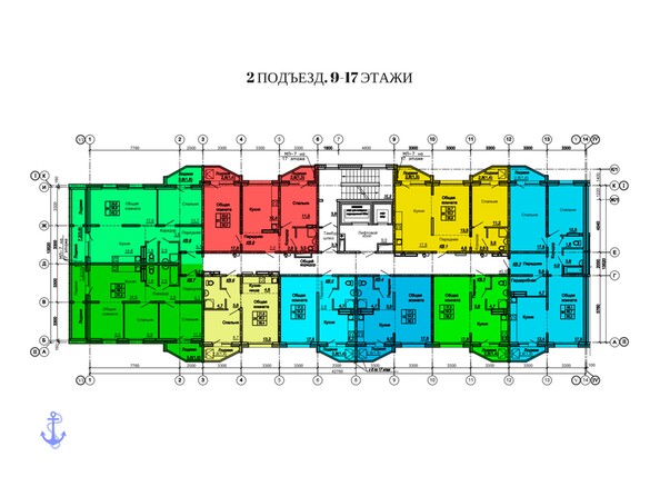 Планировка 9-17 этажей, 2 б/с